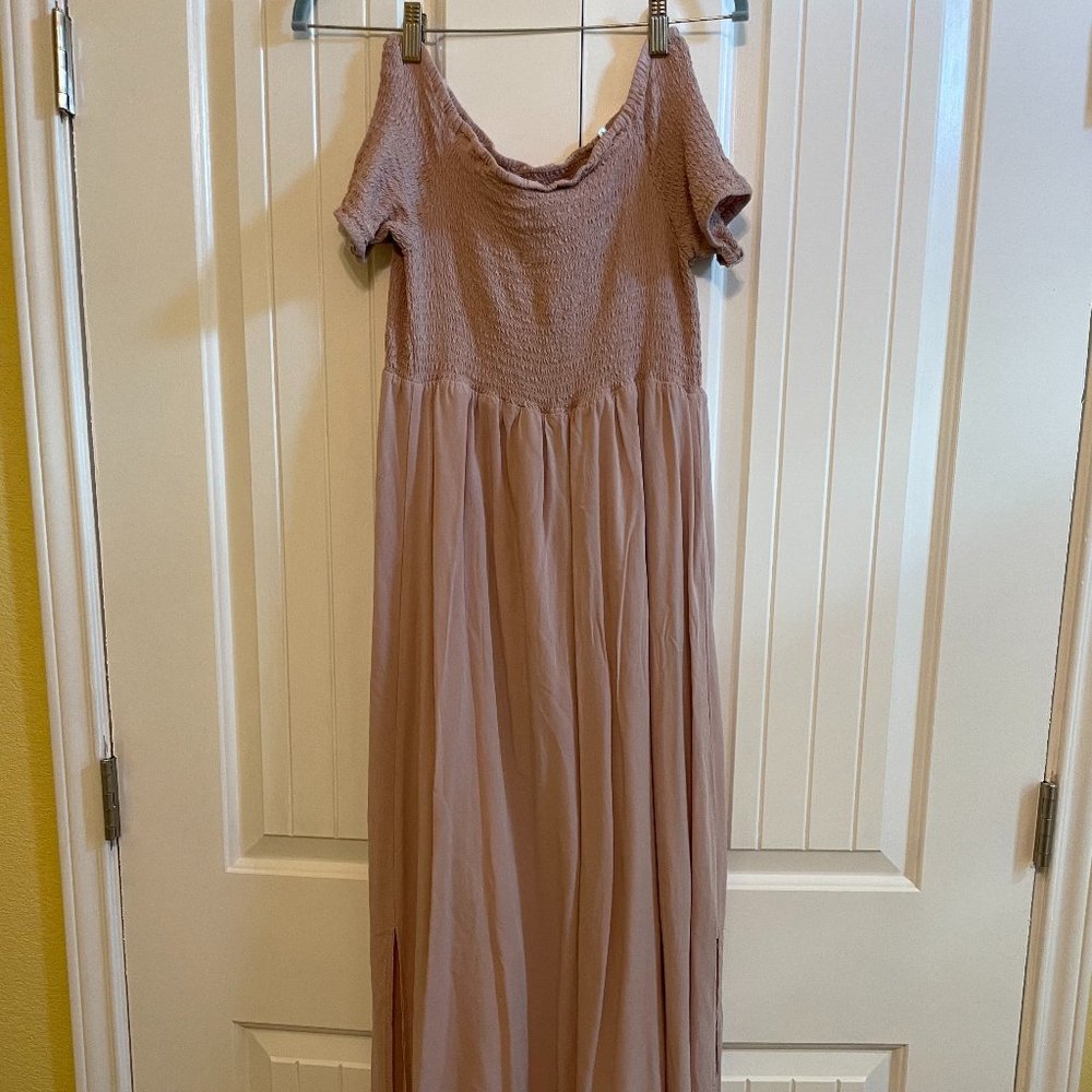 Mauve Seraphine Maternity Off-the-shoulder Maxi Dress